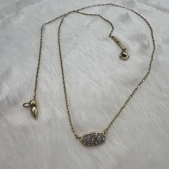 Grayson Gold Pendant Necklace in White Crystal - Picture 3 of 4